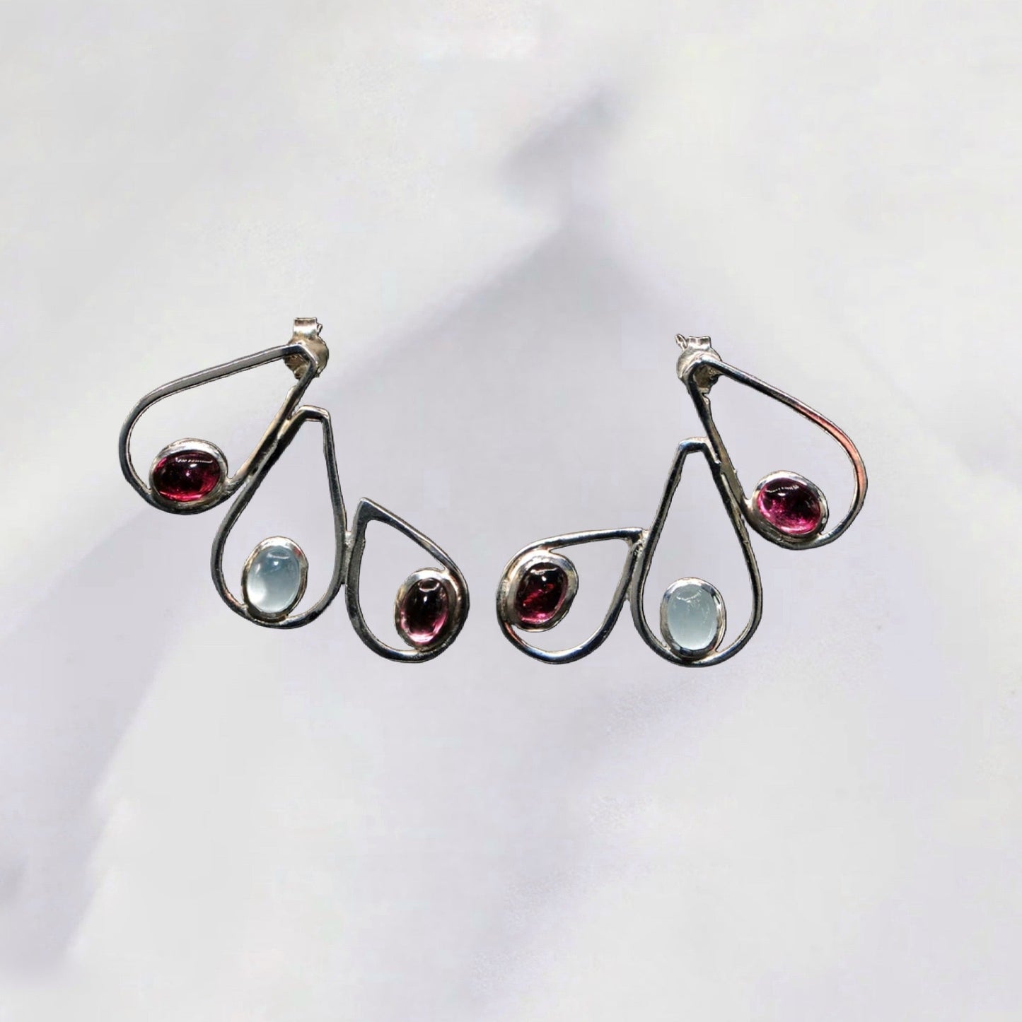 Aquamarine & Rubellite Earrings