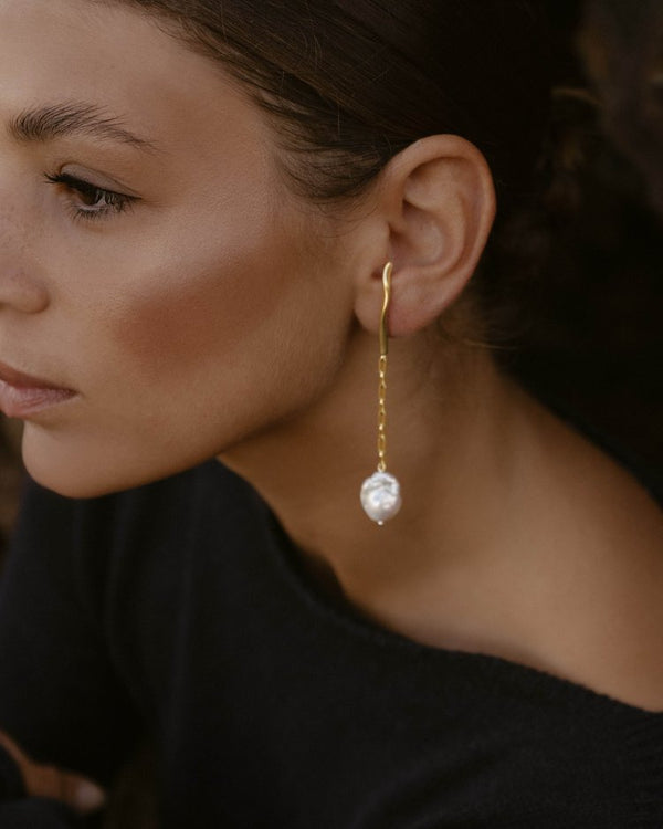 Σκουλαρίκια Orla Dangle Pearl - Επιχρυσωμένα - Συλλογή Kintsugi