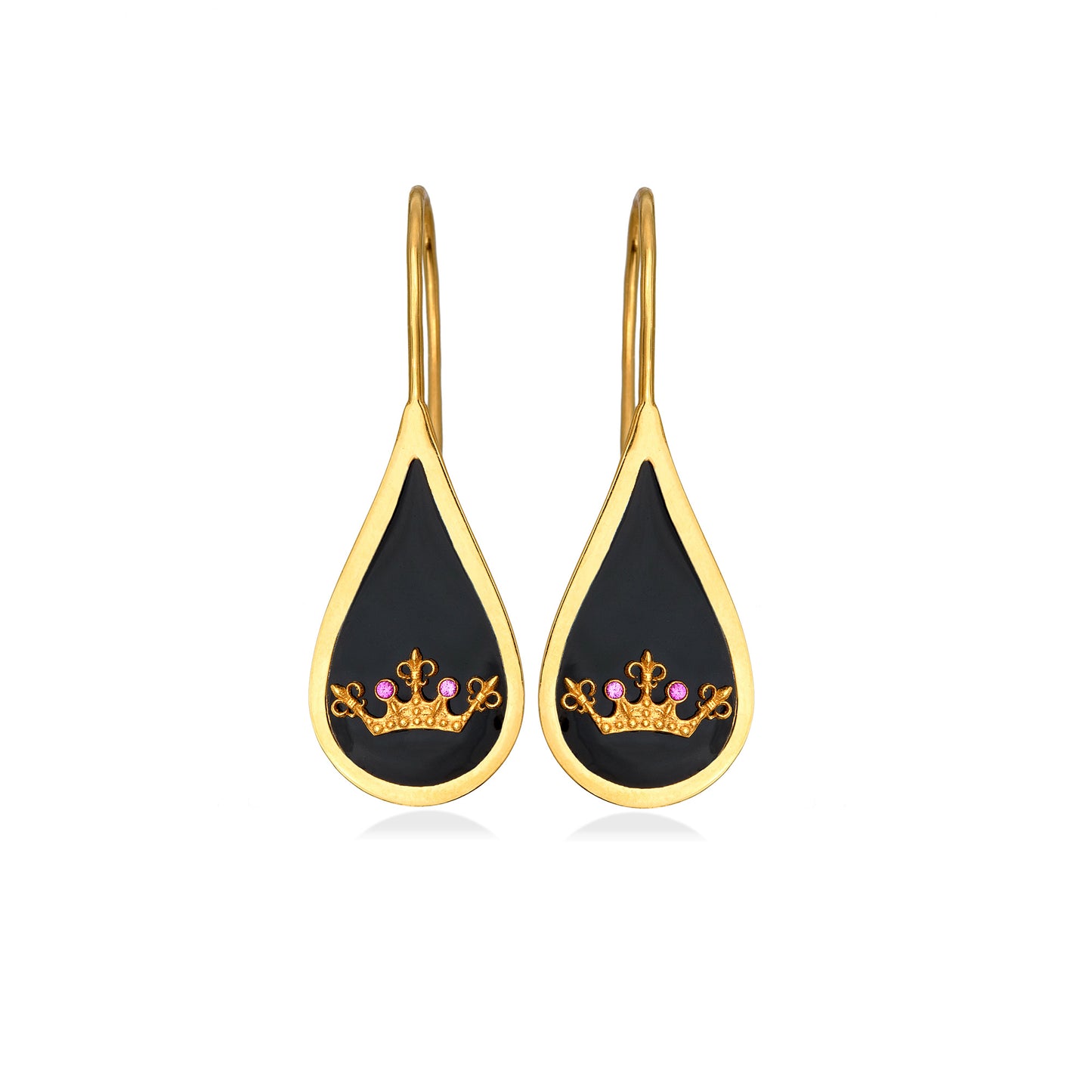 Queen Bee – Hook Earrings (Red Zircon)
