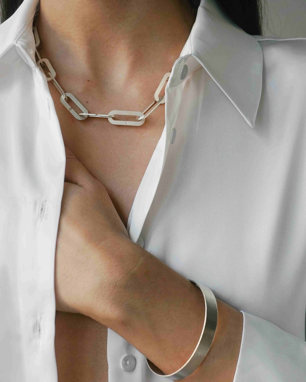 Necklace Flat Oval Link Chain Silver "Unity Collection"