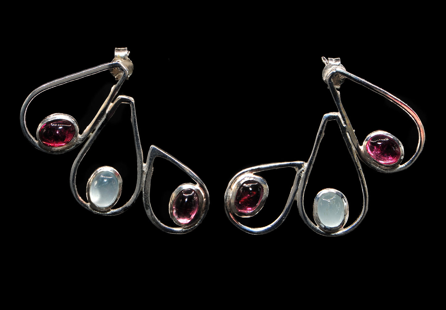 Aquamarine & Rubellite Earrings