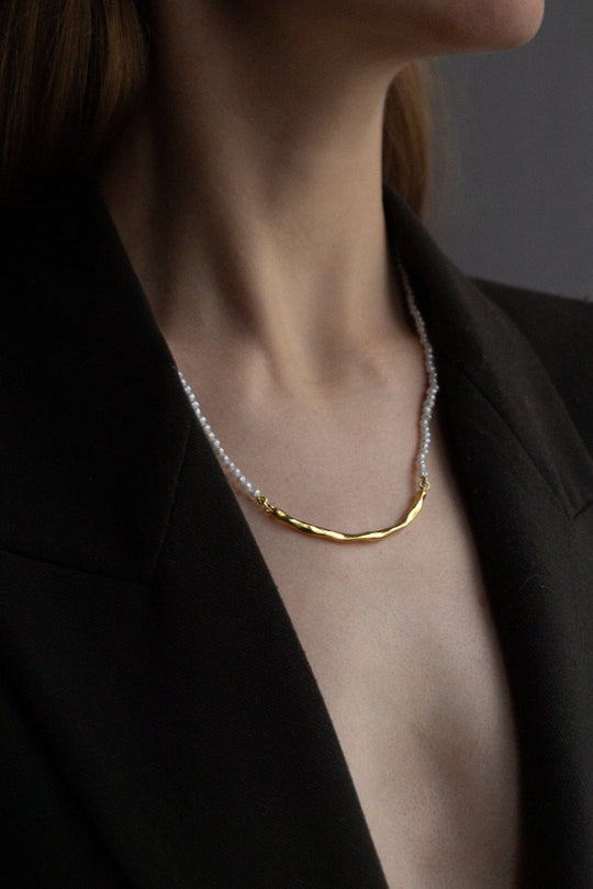 Necklace Stria Pearl Gold Plated "Kintsugi Collection"