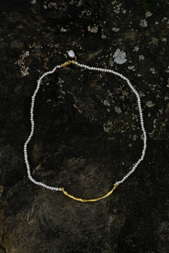 Necklace Stria Pearl Gold Plated "Kintsugi Collection"