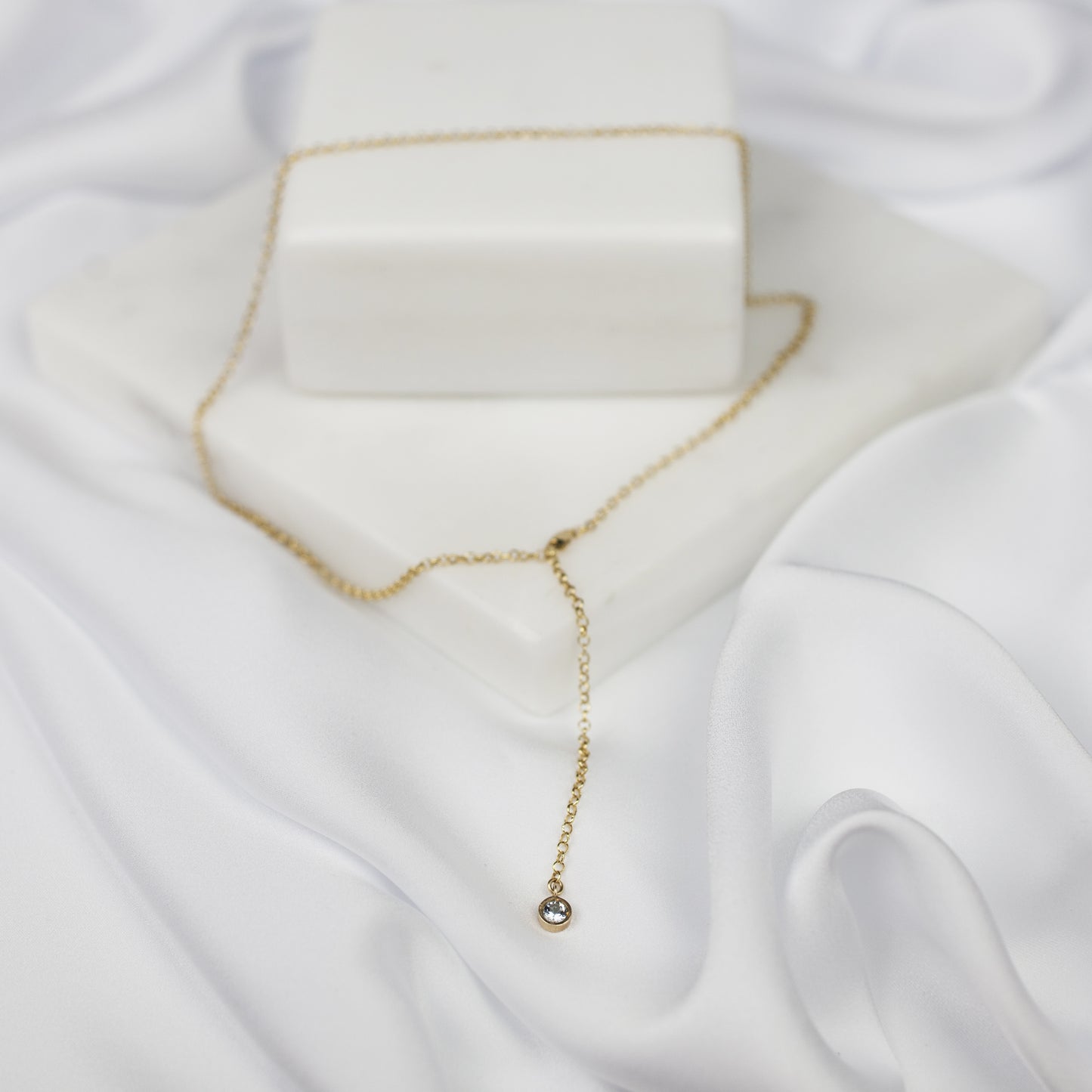 Gold14k Aquamarine Chain Necklace "Celestial Collection"