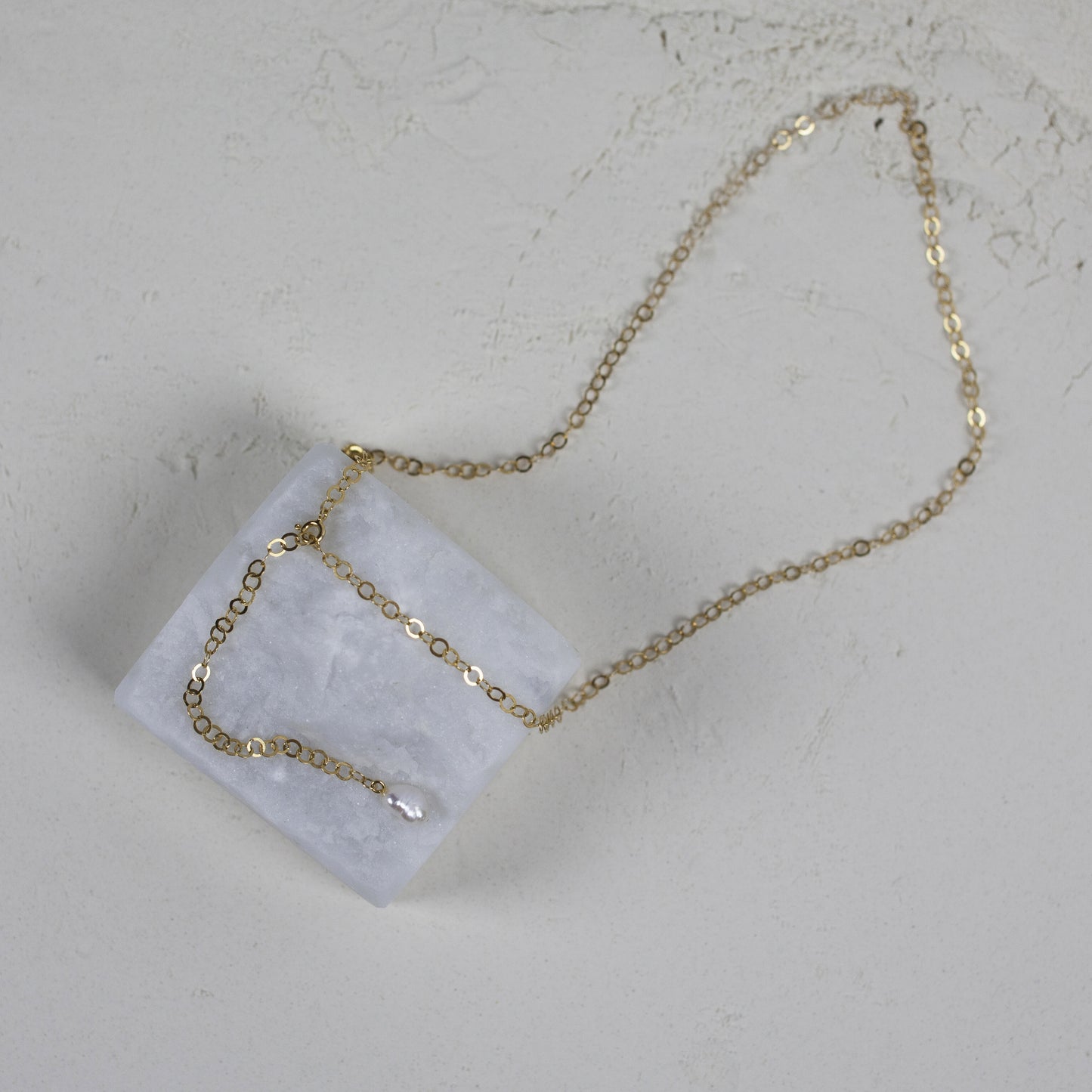 Necklace Chain Mini Pearl Gold Plated "Vermeer Collection"