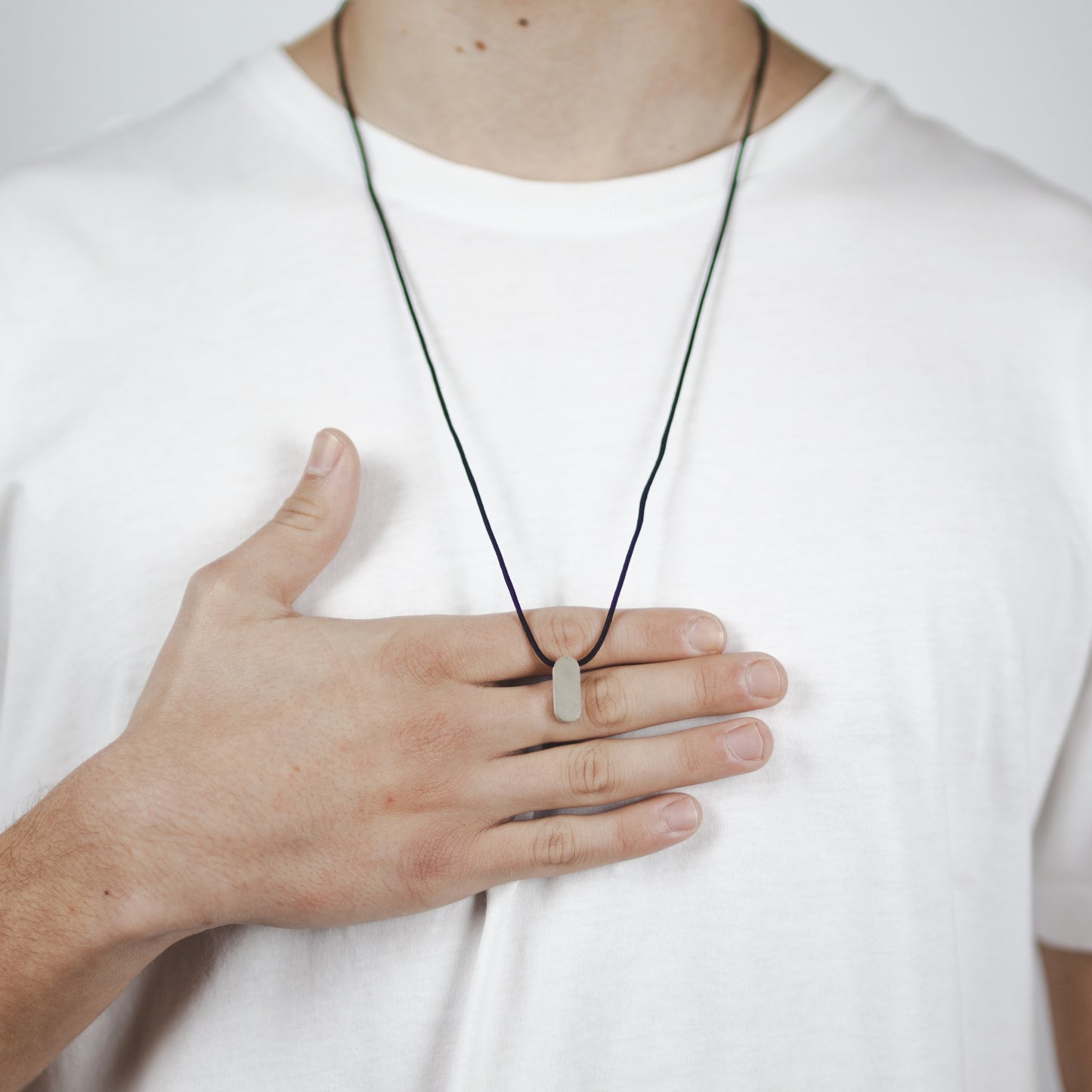 Oval Amulet Cord Necklace Silver "Unity Collection"