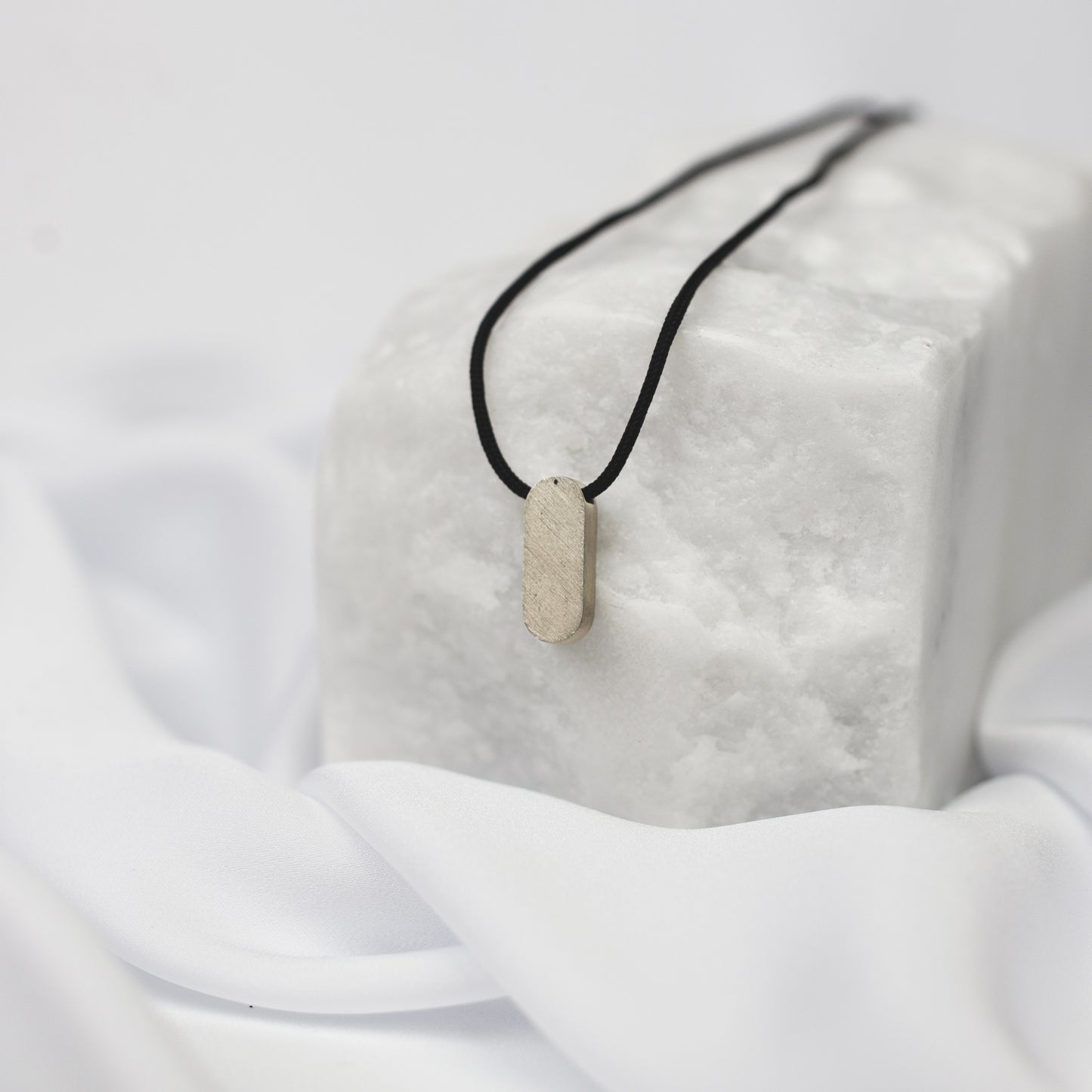 Oval Amulet Cord Necklace Silver "Unity Collection"