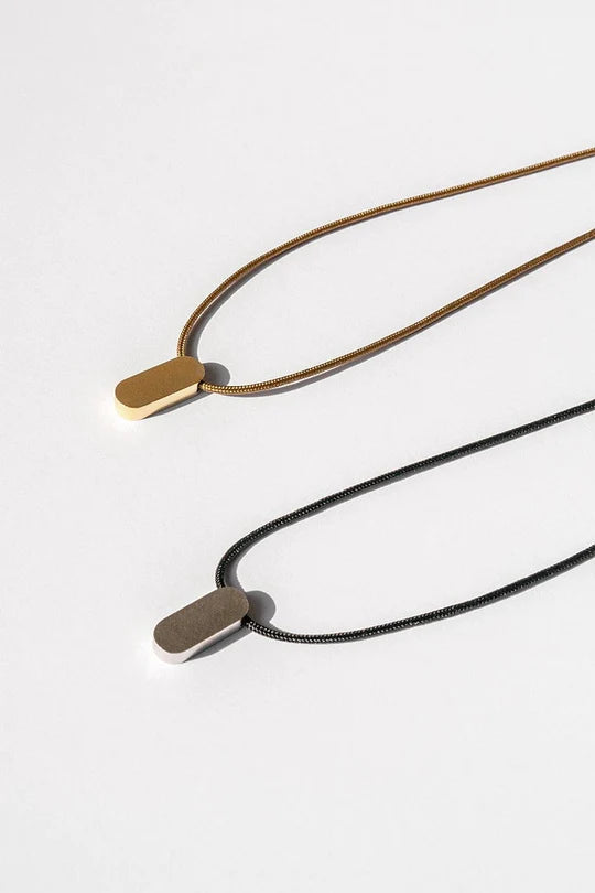 Oval Amulet Cord Necklace Silver "Unity Collection"