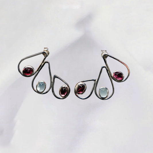 Aquamarine & Rubellite Earrings