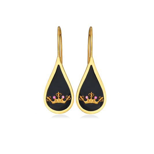 Queen Bee – Hook Earrings (Red Zircon)
