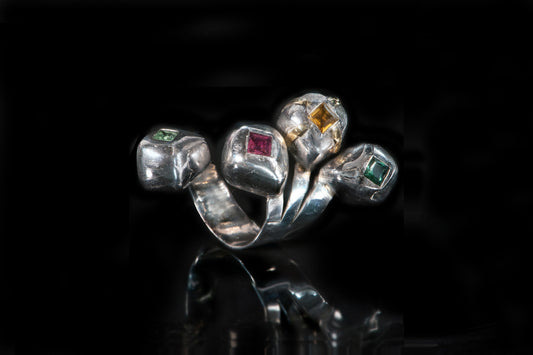 Billowed Pebble Ring with Tourmalines