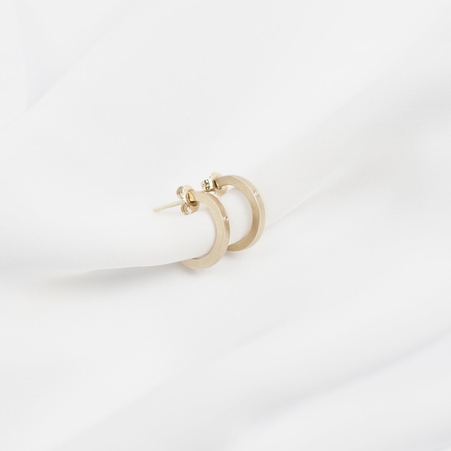 Gold14k Mini Hoop Diamond Earrings "Celestial Collection"